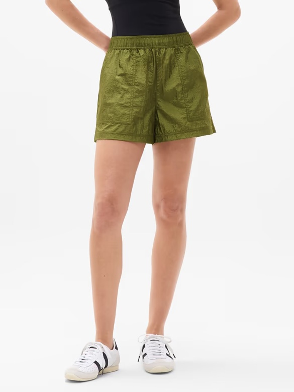 NWT Athleta Lunar Sheen Utility High Rise Short Green Large